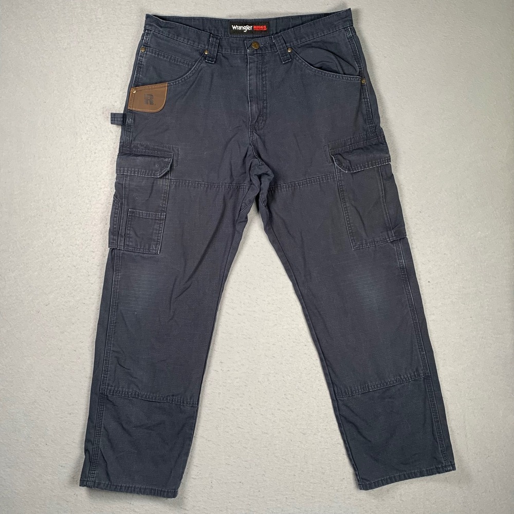 Wrangler Riggs Cargo Pants Mens 34x30 Navy Workwear Ripstop Utility